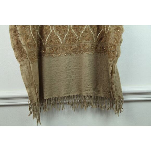 Brown Embroidered Sequin Embellished Scarf 66"x24" Boho Whimsigoth Fairy Witchy - Picture 6 of 10